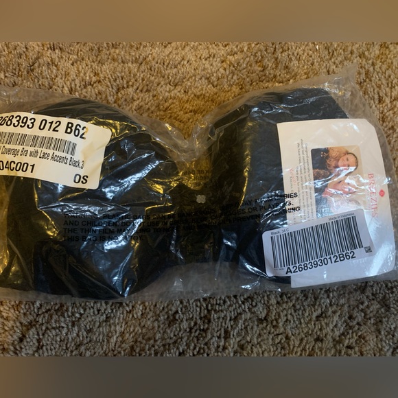 Breezies Full Coverage T-Shirt Bra with Lace Accents 34C BLACK New in Bag - Picture 5 of 5